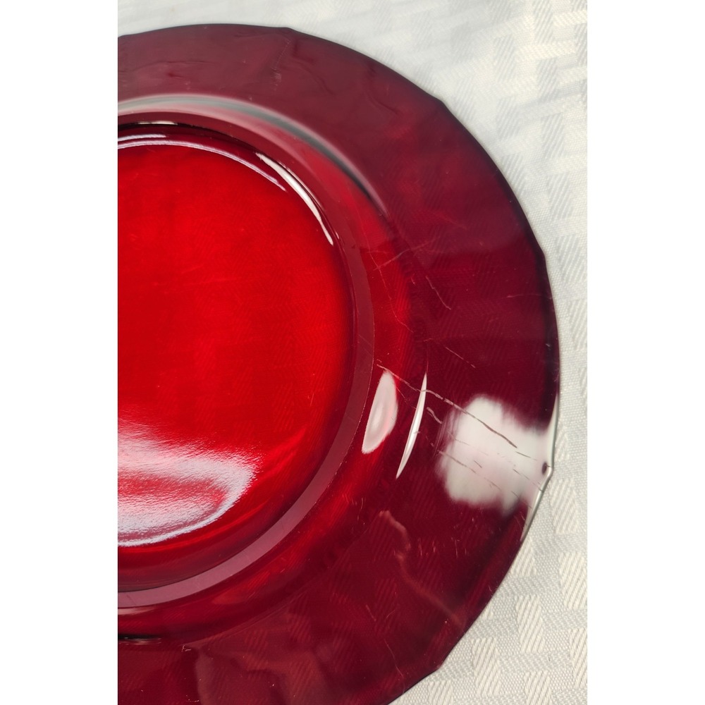Vintage Martinsville Addie Ruby Red "Elegant"Glass Luncheon Plates-Set of 5-VG - Picture 8 of 9